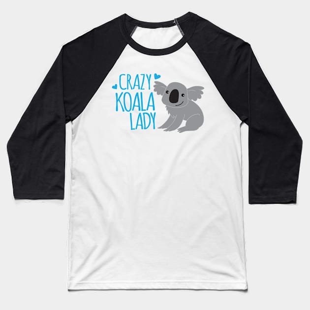 Crazy Koala Lady Baseball T-Shirt by jazzydevil